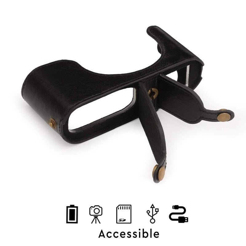 MegaGear MG1718 Ever Ready Genuine Leather Camera Half Case Compatible with Leica Q2 - Black - Image 3